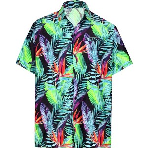 HAPPY BAY Men's Hawaiian Short Sleeve Button Down Shirt Mens Party Shirts Casual Vacation Summer Tropical Island Shirts for Men Funny - 1 of 4