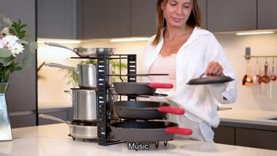 GeekDigg Pot Rack Organizer - Adjustable Height and Position Pan and Pot  Stacker - Kitchen Counter and Cabinet Pan Organizer - Shelf Rack/Pot Lid