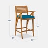 Best Choice Products Set of 2 Outdoor Acacia Wood Bar Stools Bar Chairs w/ Weather-Resistant Cushions - Teak Finish - 2 of 4