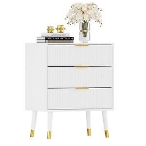 3 Drawer Dresser With Storage, 28.5"23.6"15.4" Chest of Drawers With Metal Handles, Modern Minimalist Nightstand With Metal Legs, Organizer Cabine - 1 of 4