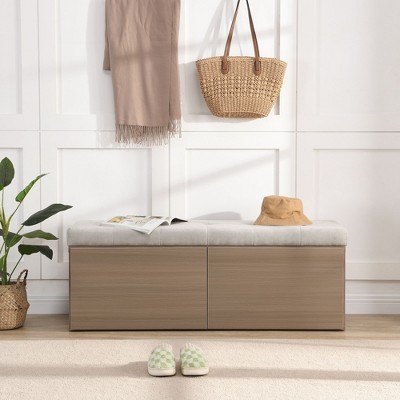 CAVINAS Storage Bench Cabinet Storage Ottoman with Adjustable Shelves Hallway, Bedroom