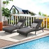 Outdoor Patio Recliner Set of 2,Rattan Adjustable Recliners With Cushion And Armrest,Outdoor Furniture Set For Poolside,Garden-Cuddlewood - 2 of 4