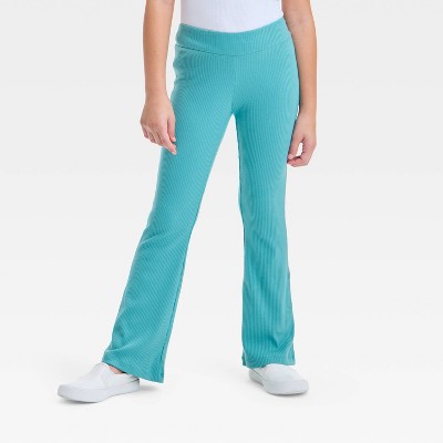 Girls' Ribbed Flare Leggings - Cat & Jack™ Teal M