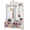 ROOMTEC Hall Tree Entryway Bench with Coat Rack w/ Shoe Cubbies(White) - 3 of 4