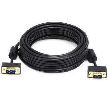 Monoprice Ultra Slim SVGA Super VGA Male to Male Monitor Cable - 25 Feet With Ferrites | 30/32AWG, Gold Plated Connector