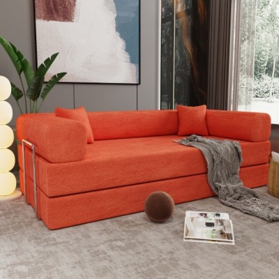 Modular Corduroy Folding Floor Sofa Bed with Soft Cushions, Convertible Sleeper Sofa for Small Spaces, Living Room or Bedroom – The Pop Home