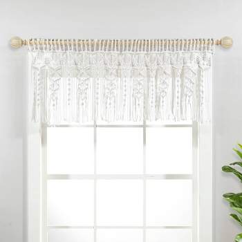 50"x20" Boho Macrame Textured Cotton Window Valance White - Lush Décor