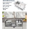 23x18 Inch Undermount Kitchen Sink, Stainless Steel Kitchen-Single Bowl Sinks, with Cutting Board for Bar, (Not Included Faucet), Silver - 3 of 4