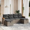 vidaXL Patio Sofa Set with Cushions Outdoor Furniture 6 Piece Poly Rattan - Gray without storage - 2 of 4