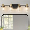 DORESshop 26 in. 4-Light Black Gold Bathroom Vanity Light Fixture, Clear Glass Shade Wall Sconce for Bathroom, Mirror, or Hallway - 3 of 4