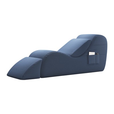 SYFERLORY Ergonomic Yoga Chair with Ottoman - Recliner with Side Pockets & Waist Pillow for Stretching and Relaxing - Fits Living Room or Bedroom，Blue