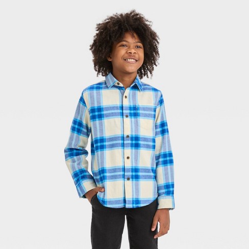 Boys' Long Sleeve Plaid Flannel Button-down Shirt - Cat & Jack™ Off ...