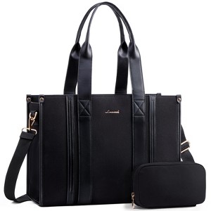 laptop bag for women 15 inch large Lightweight canvas work tote bags with Clutch Purse water resistant computer bags for laptops - 1 of 4