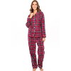 ADR Women's Flannel Pajamas Set, Warm Cotton Women's Flannel Pajama Pants with Pockets & Button Up Flannel Pajama Top - 2 of 4