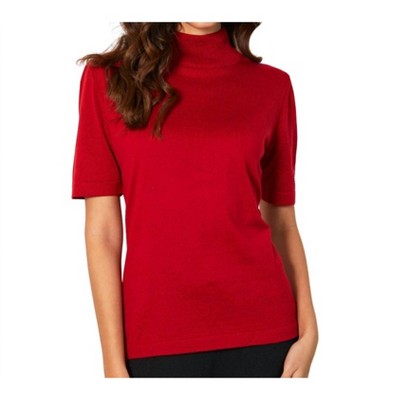 Women's Short Sleeve Mock Neck Top - Angel Apparel