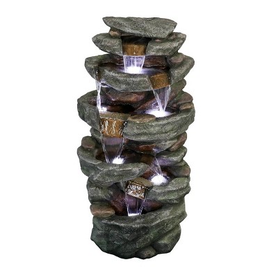 40.55" 6-Tiers Cascading Waterfall with LED Lights - Gray - Watnature