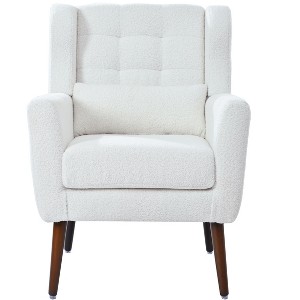 Cesicia White Accent Chair Modern Fabric Living Room Chairs Comfy Reading Chair for Living Room Bedroom - 1 of 4