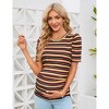 Maternity Tops Women's Casual Floral Printed Puff Short Sleeve Ruched Side Tunic Blouses Shirts Pregnancy Clothes - 2 of 4