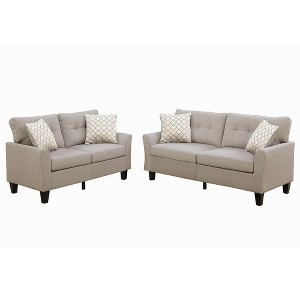 Poundex 2 Piece Fabric Sofa Loveseat Set - 1 of 4