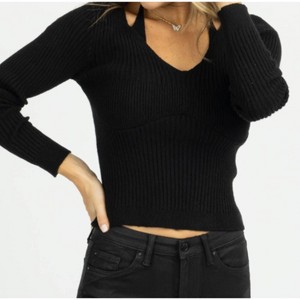 Women's KNIT COLLAR TIE LONG SLEEVE TOP - Fore - 1 of 4