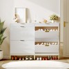 Whizmax Wave Design Shoe Cabinet - 2 Flip Drawers + 1 Drawer, Fluted Modern Narrow Storage with Large Capacity for Entryway - 3 of 4