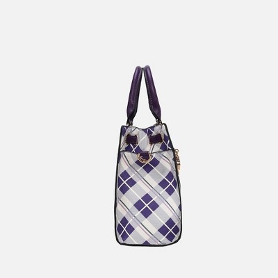 MKF Collection Satchel Bag Women’s Plaid Vegan Leather Set with Wallet, Christine | MKF Collection by Mia K - Purple — фото 7