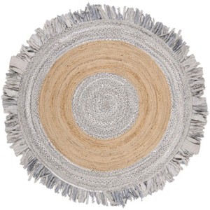 Cape Cod CAP701 Handmade Woven Area Rug - Light Grey/Natural - 6' X 6'  Round - Safavieh - 1 of 3