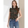 Allegra K Women's Ruffle Sleeveless Casual Stand Collar Summer Floral Top - 3 of 4