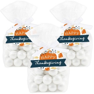 Big Dot of Happiness Happy Thanksgiving - Fall Harvest Party Clear Goodie Favor Bags - Treat Bags With Tags - Set of 12 - 1 of 4