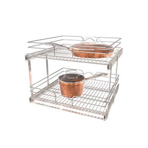 Holdn' Storage Heavy Duty Pantry Pull Out Cabinet Organizer Basket ?5 Year Limited Warranty- Basket Size 14 inchw x 21 inchd x 5 inchh, Size: 14Wx21Dx5H, Silver