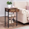 VECELO Tall End Side Table Set of 1/2, Nightstand with Adjustable Shelf and Drawer for Living Room or Bedroom, Small Spaces, Brown - 2 of 4