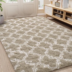 LOCHAS Luxury Shag Area Rug 5x8 Feet Geometric Plush Fluffy Rugs - 1 of 3