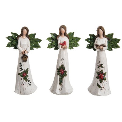Resin Traditional Christmas Angel Figurine Set of 3