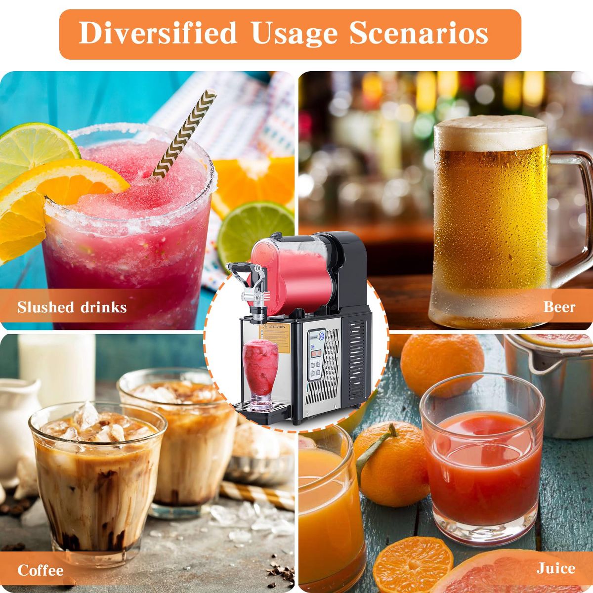 Dual Tank Slushie Machine, Commercial Slush Maker, Self-Cleaning Frozen Drink Machine for Margaritas, Smoothies, Bars, Cafes - thumbnail 5