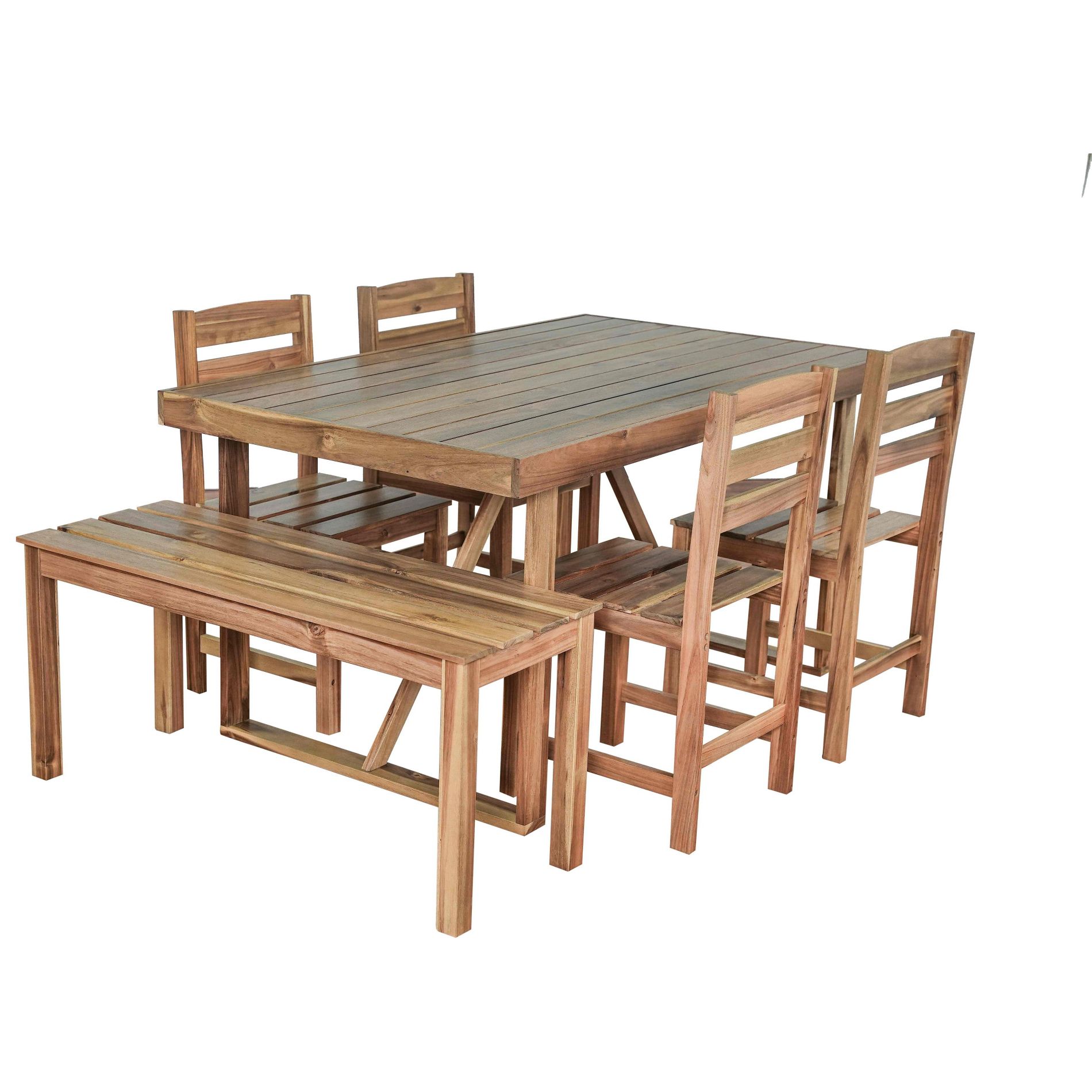 Dexmalle Patio Acacia Wood Outdoor Dining Table and Chair Set