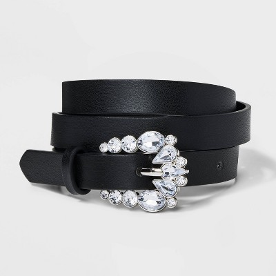 Women's Gemstone Skinny Belt - A New Day™ Black