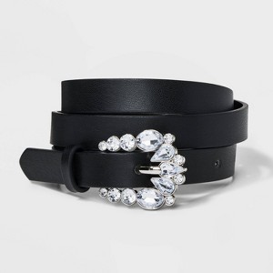 Women's Gemstone Skinny Belt - A New Day™ Black - 1 of 4