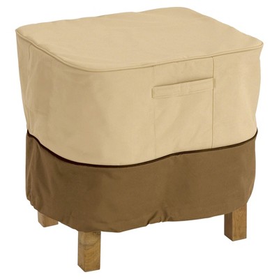 Veranda Patio Square Ottoman/Table Cover - 21" x 21" x 17" - Light Pebble - Classic Accessories