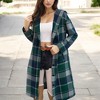 Amaryllis Women's Button-Up Plaid Coat Long Sleeve Hooded Trench Casual Layering Piece Versatile Fall Outerwear - 4 of 4