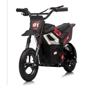 24V 350w Kids Ride on Motorcycle, 13.67MPH Max Speed, Mini Dirt Bike with Rear Wheel Suspension, Music, 12 Miles Range, Black - 1 of 1