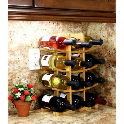 Natural Bamboo 12-Bottle Countertop Wine Rack
