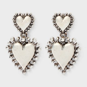 Valentine's Day Double Heart Drop Earrings - Wild Fable™ Silver: Nickel-Free Metal, Post Closure - 1 of 3