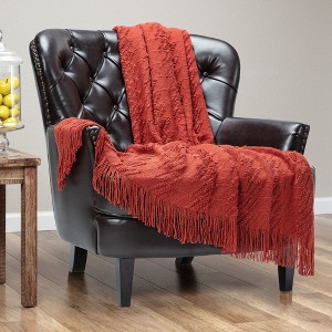 Chanasya Bevel Acrylic Knit Boho Throw Blanket With Tassels - 1 of 4