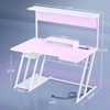 Aheaplus Gaming Desk with Hutch and LED Lights, Computer Table with Storage Shelves - 3 of 4