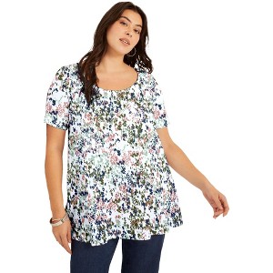 June + Vie by Roaman's Short-Sleeve Swing One + Only Tunic - 1 of 4