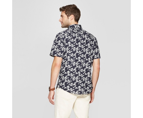 Goodfellow Target Short Sleeve Button Up Mens Printed Slim Fit