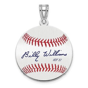 Black Bow Jewelry Sterling Silver Billy Williams Signature SM Enamel Baseball Pendant - 1 of 4