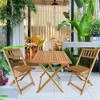 FDW Outdoor Bistro Set with 2 Chairs and Square Table for Pool Beach Backyard Balcony Porch Deck Garden Wooden Furniture, Natural - 2 of 4