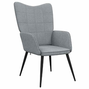 vidaXL Modern Relaxing Arm Chair with Steel Frame & Padded Light Gray Fabric Upholstery - Perfect for Living Room, Bedroom, or Dining - 1 of 4