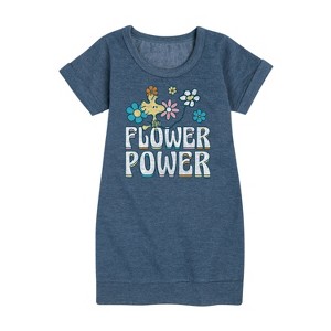 - Peanuts - Flower Power Graphic Short Sleeve Fleece Dress - 1 of 4